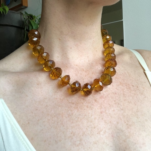Faux Amber Glass Bead Necklace - Picture 6 of 6